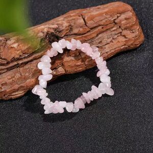 Natural Rose Quartz Beaded Stretch Bracelet Raw Crystal Gemstone Boho Pink